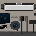 Audio Combination Vertical Audio Record Player Mobile TV Projection Curtain 3d model