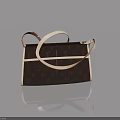 Stylish Black Handbag With White Accents And Strap On Light Blue Background