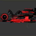 Sci Fi Mechanical Models In Black Red With Four Different Designs And Shiny Surface 3d model