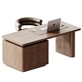 Sturdy Solid Wood Office Desk And Soft Leather Chair Set For Comfortable Home Working Space