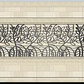 Stone Feature Wall with Intricate Carved Patterns and Decorative Side Panels 3d model