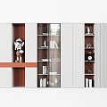 Modern White Bookcase With Glass Doors Layered Design And Wooden Decorative Strip For Books Decorations