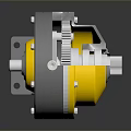 Mechanical Gear Component With Yellow Gray Housing Metal Mounting Plate And Internal Gear