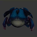 Blue Crab 3D Sculpture With Detailed Carapace Legs And Gray Background Front View