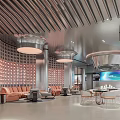 Modern Luxury Sales Office With Cozy Lounge Area And Stylish Futuristic Metallic Interior Design