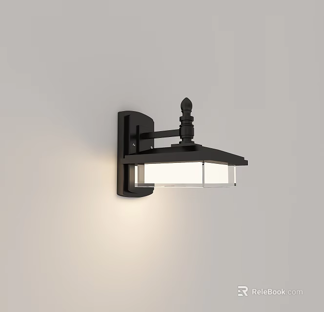 Modern Black Wall Sconce With Glass Shade And Soft Illumination 3d model 
