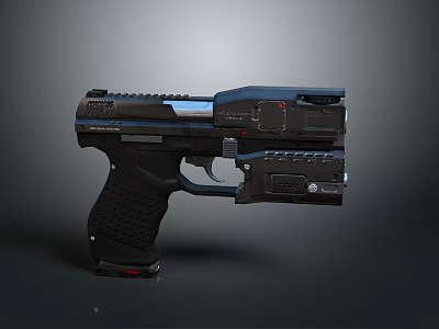 3D Rendered Black Tactical Pistol With Modern Design And Textured Ergonomic Grip 3d model