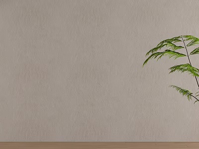Gray Textured Wall Paneling With Green Plant In Modern Interior Room 3d model