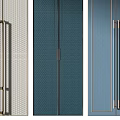 Modern Wardrobe Doors With Colorful Panels Metal Handles And Textured Surfaces
