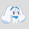 Cute White Cartoon Character With Big Blue Ears Head Decoration And Scarf