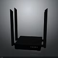 Modern Wireless Router With Four External Antennas And LED Status Indicators Design 3d model