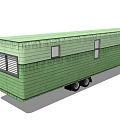 Green Wooden Travel Trailer Exterior With Windows And Wheels For Mobile Living