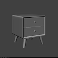 White Bedside Table With Two Drawers Round Knobs And Slim Legs 3d model