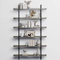 Modern Wooden Shelving Unit With Multiple Tiers Holding Books Vases And Decorative Items
