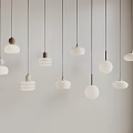 Modern Minimalist Pendant Lights With Various Shapes Hanging From Ceiling 3d model
