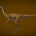 Realistic 3D Dinosaur Model With Long Neck And Slender Legs On Brown Background