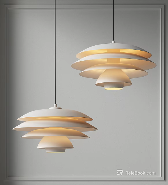 Elegant Modern White Multi layer Pendant Lights With Soft Lighting For Interior 3d model