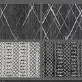 Set Of Square Rugs With Black And White Geometric Patterns For Home Decoration