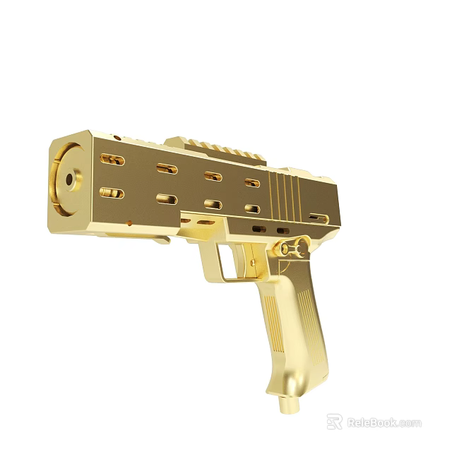 Golden Gun With Modern Metallic Design And Detailed Structural Components 3d model 