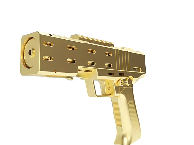 Golden Gun With Modern Metallic Design And Detailed Structural Components 3d model