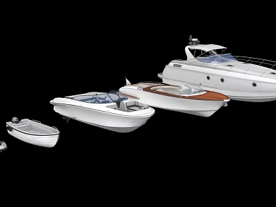 Different Types of Modern Luxury Yachts With Sleek White Exterior Design 3d model