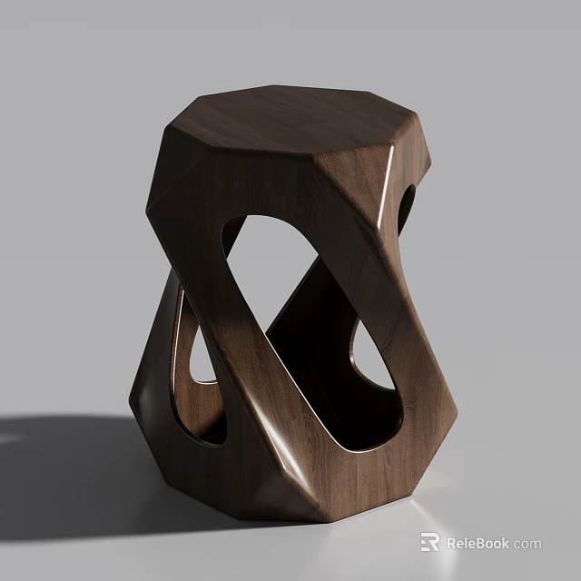 Modern Wooden Single Chair With Geometric Hollow Out Structure And Contemporary Design 3d model 