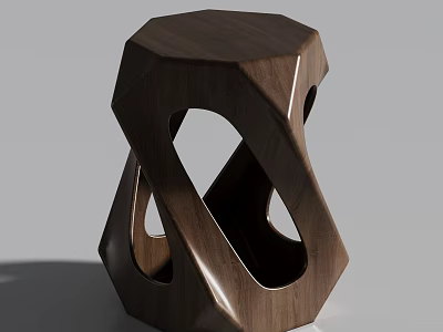 Modern Wooden Single Chair With Geometric Hollow Out Structure And Contemporary Design 3d model