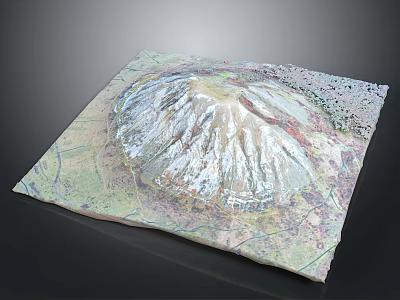 Detailed 3D Terrain Model Featuring Volcanic Landscape With Textured Surface And Colorful Topographic Details 3d model