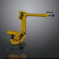 Yellow Industrial Robotic Arm with Rotating Joints Stable Base and Precision Gripper Tool