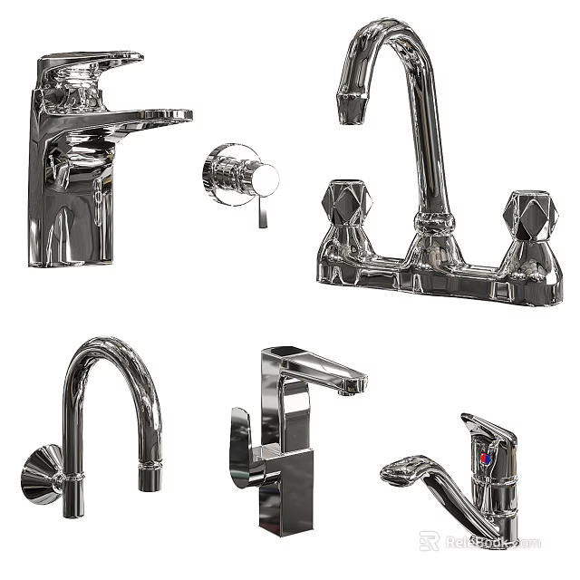 Stylish Modern Chrome Faucets With Various Designs And Finishes For Home Use 3d model 