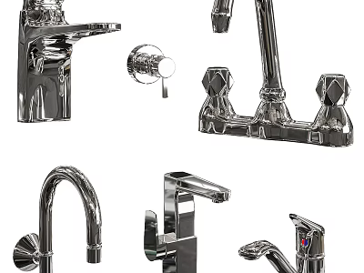 Stylish Modern Chrome Faucets With Various Designs And Finishes For Home Use 3d model