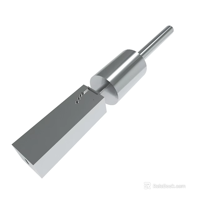 Silver Metal Cutting Tool With Cylindrical Shank And Flat Blade Structure 3d model 