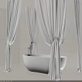 Elegant Bathroom Interior With White Bathtub Sheer Curtains And Light Tiled Walls