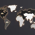 Stylish Wall Interior Design Featuring Black And White World Map On Dark Background