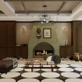 Cozy Dining and Living Room Interior With Wooden Table Tableware Vase Framed Pictures And Staircase
