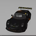 Black Porsche Race Car With Orange Accents And SWATCH Roof Logo