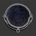 Vintage Bronze Daily Life Container With Double Ring Handles Blue Interior And Patina Texture