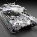 Camouflaged Military Tank With Long Barrel Turret Tracks and Heavy Armor