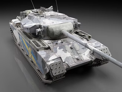 Camouflaged Military Tank With Long Barrel Turret Tracks and Heavy Armor 3d model