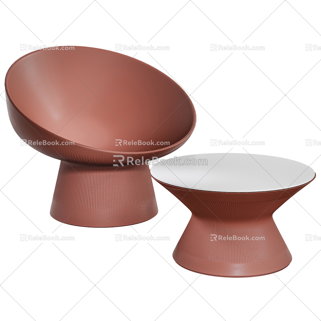 Simple Casual Chair Coffee Table 3d model