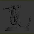 Detailed 3D Warrior Sculpture Carving With Hammer Horned Helmet Feathered Armor Base And Kalo Inscription
