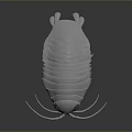 White Creature Model With Red Eyes Long Antennae And Segmented Body On Dark Background