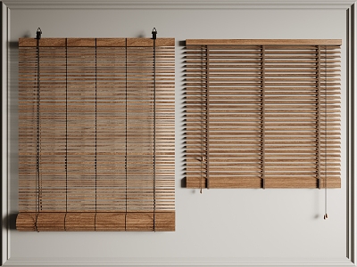 New Chinese Bamboo Curtain Straw Blinds Venetian Blinds Roller Blinds 3d model