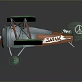 Green Biplane Model With White Peace Symbols And Orange Details On Dark Background