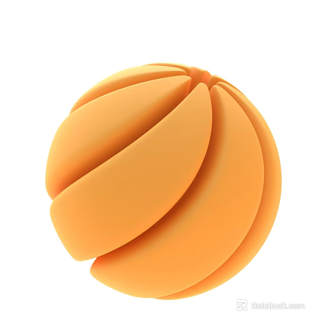 Stylish Modern Orange Segmented Sphere Decorative Ornament Set with Petal Like Design 3d model 