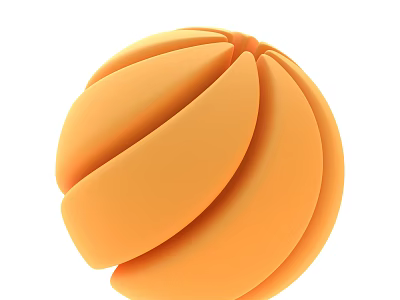 Stylish Modern Orange Segmented Sphere Decorative Ornament Set with Petal Like Design 3d model