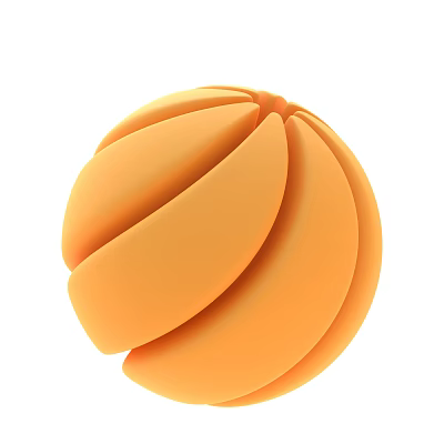 Stylish Modern Orange Segmented Sphere Decorative Ornament Set with Petal Like Design 3d model