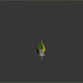 Colorful Fishing Lure With Green Yellow Silver Body And Fishing Line On Dark Background
