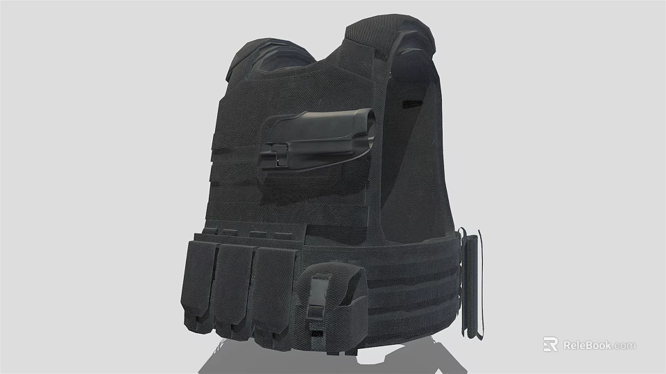 Black Tactical Vest With Multiple Pockets And Adjustable Straps For Outdoor Use 3d model