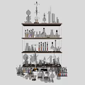 Various Laboratory Glassware Including Beakers Flasks And Test Tubes On Shelves 3d model